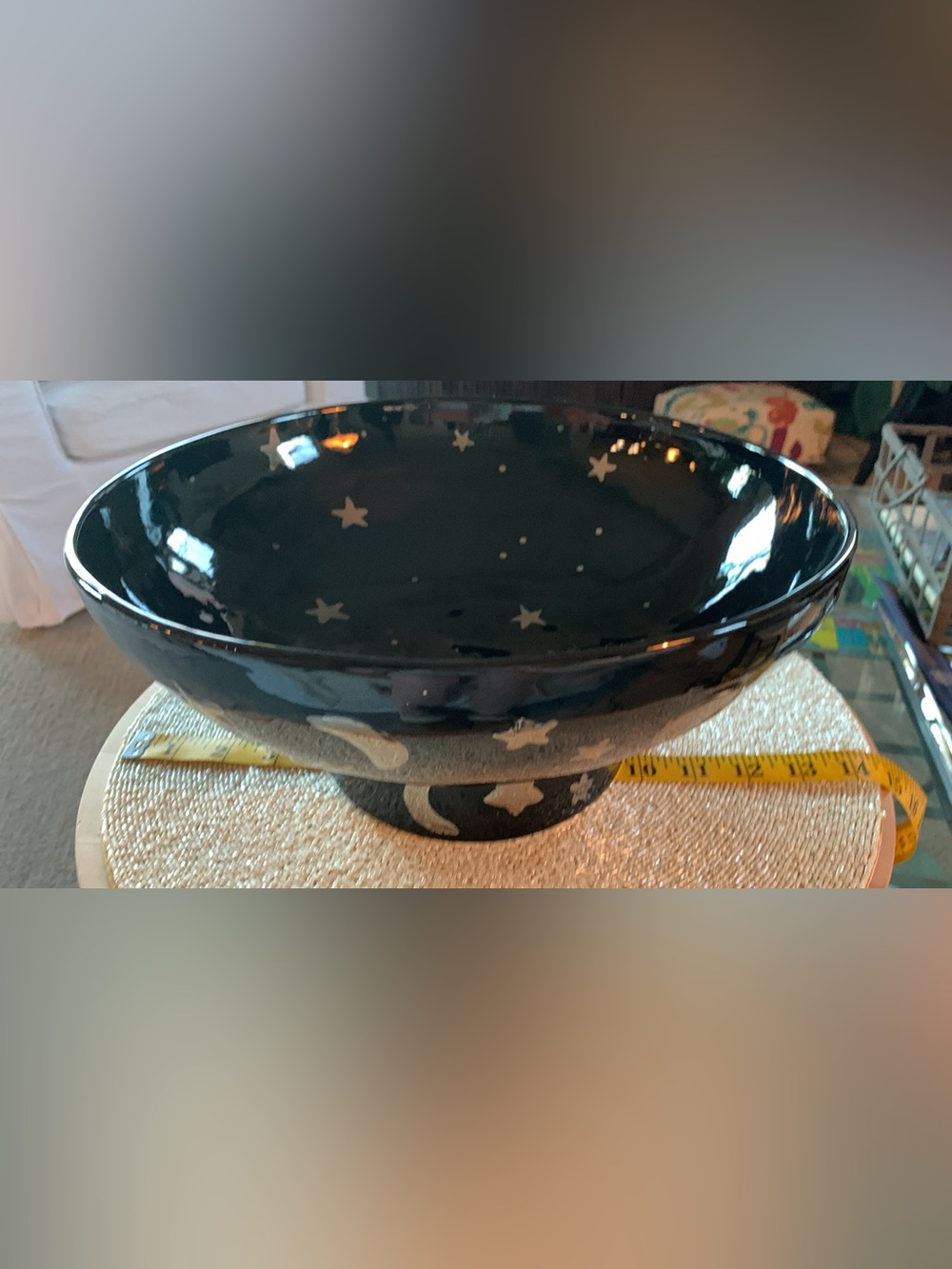 Francesca Kaye-Anthropologie 12.5” dia Celestial Stars ✨ & moon🌙 Pedestal Bowl